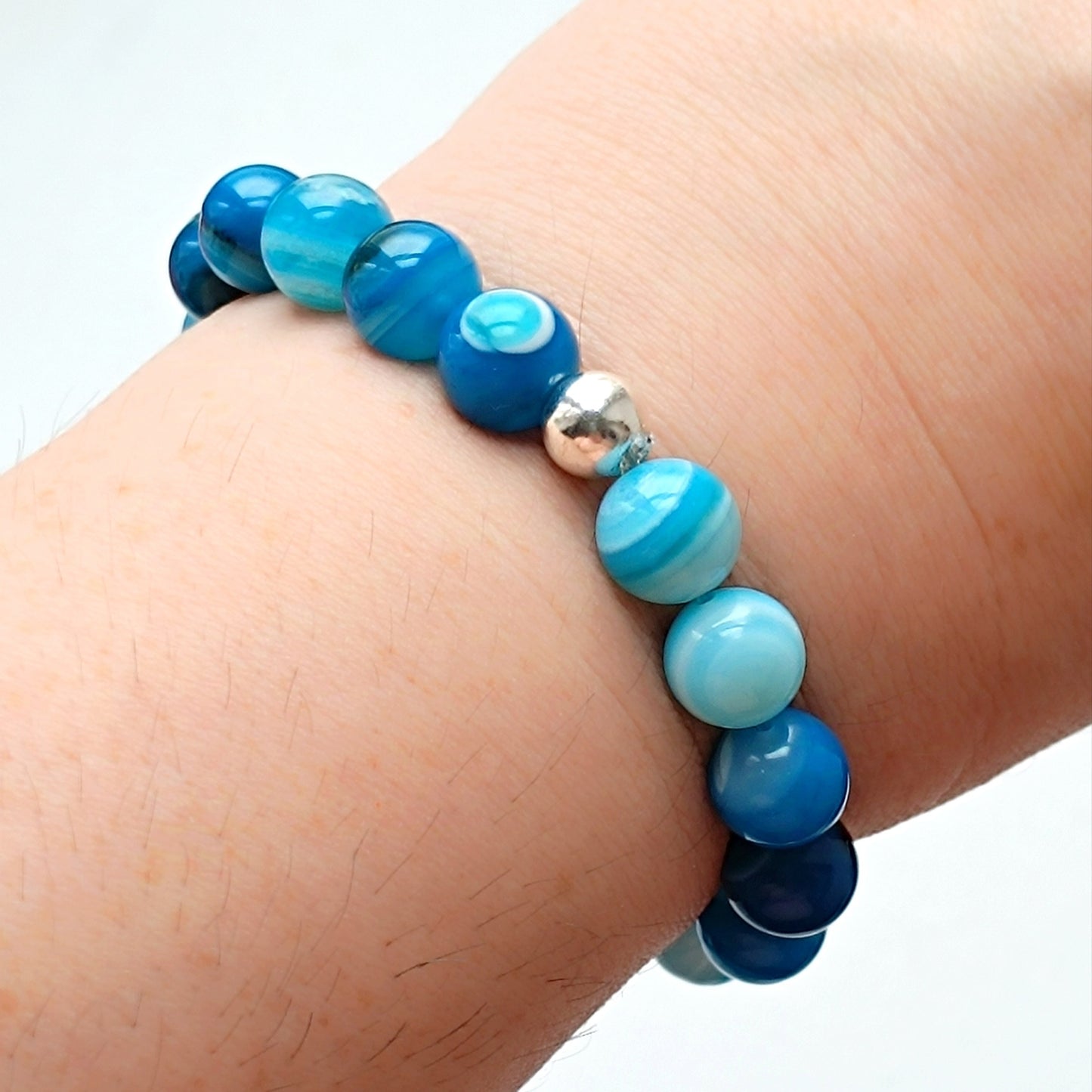 ARMBAND Chunky Achat blau