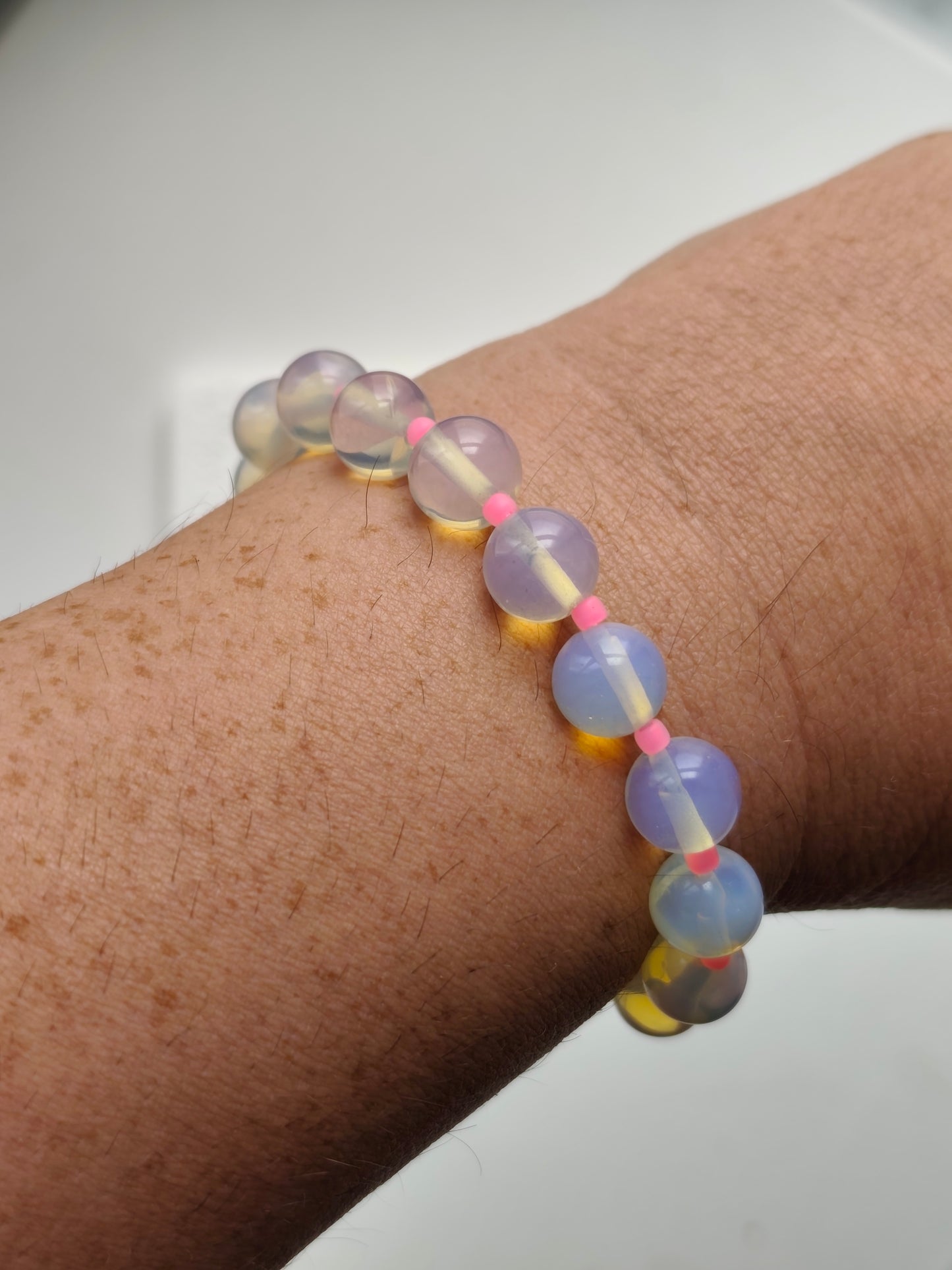Statement Armband Opalit pink / orange