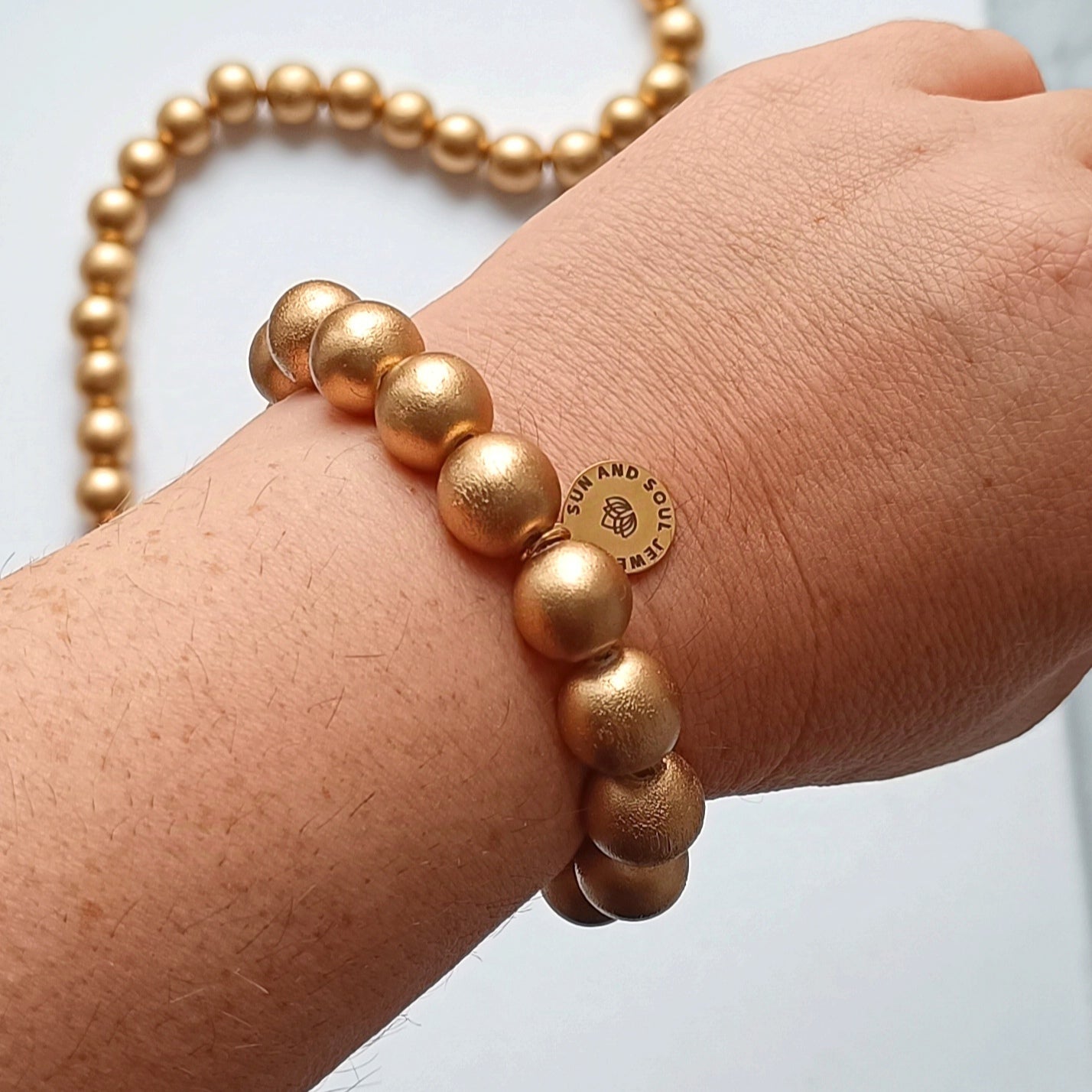 Chunky Armband Gold Holz
