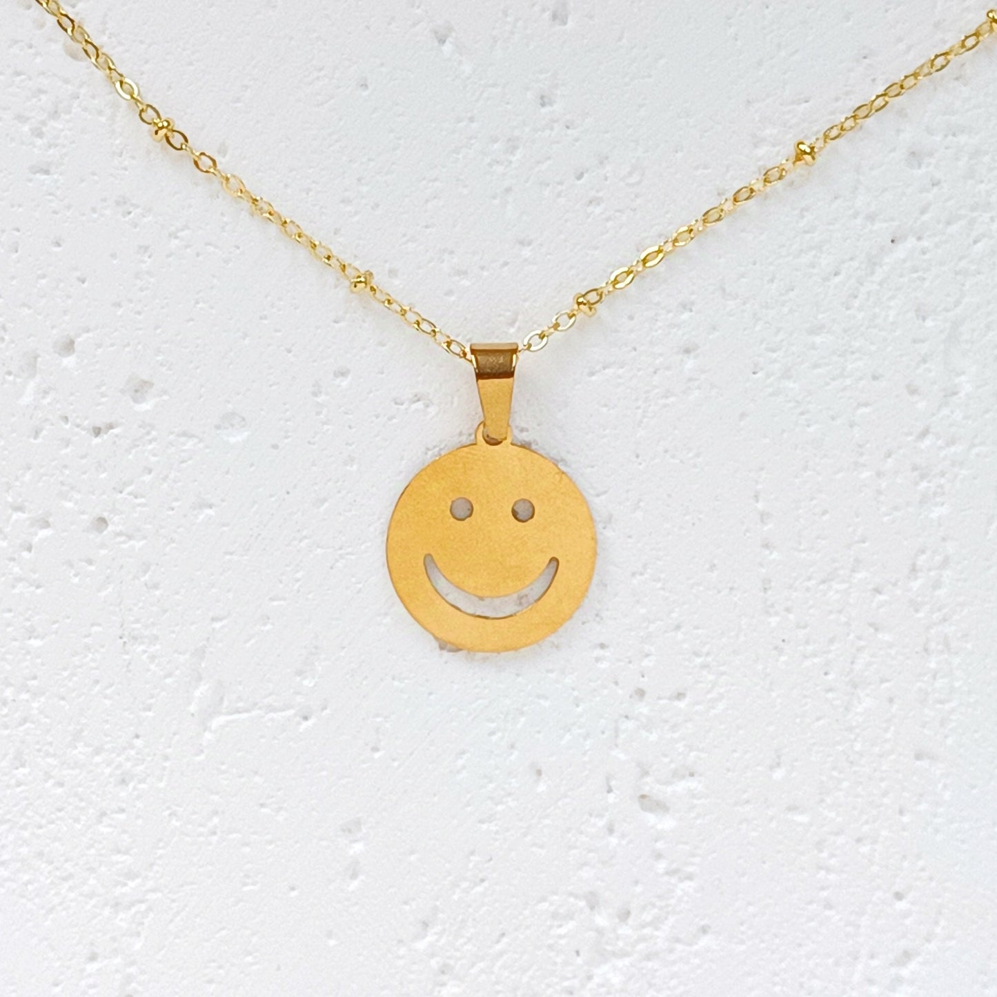 Smiley Halskette gold aus Edelstahl