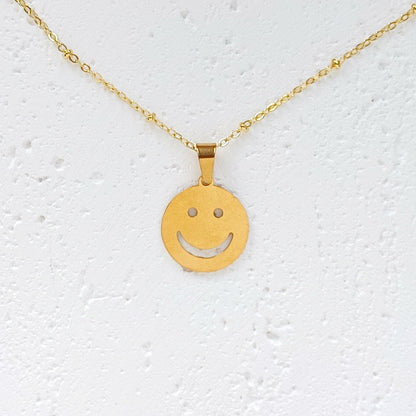 Smiley Halskette gold aus Edelstahl