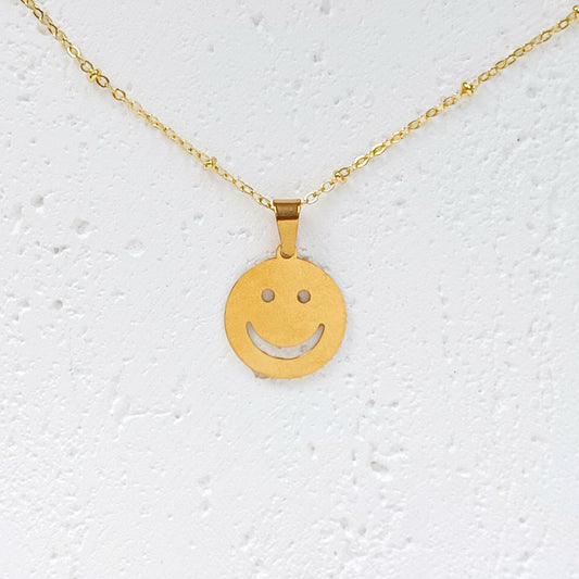 Smiley Halskette gold aus Edelstahl