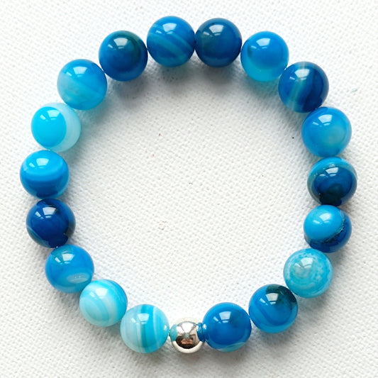 ARMBAND Chunky Achat blau