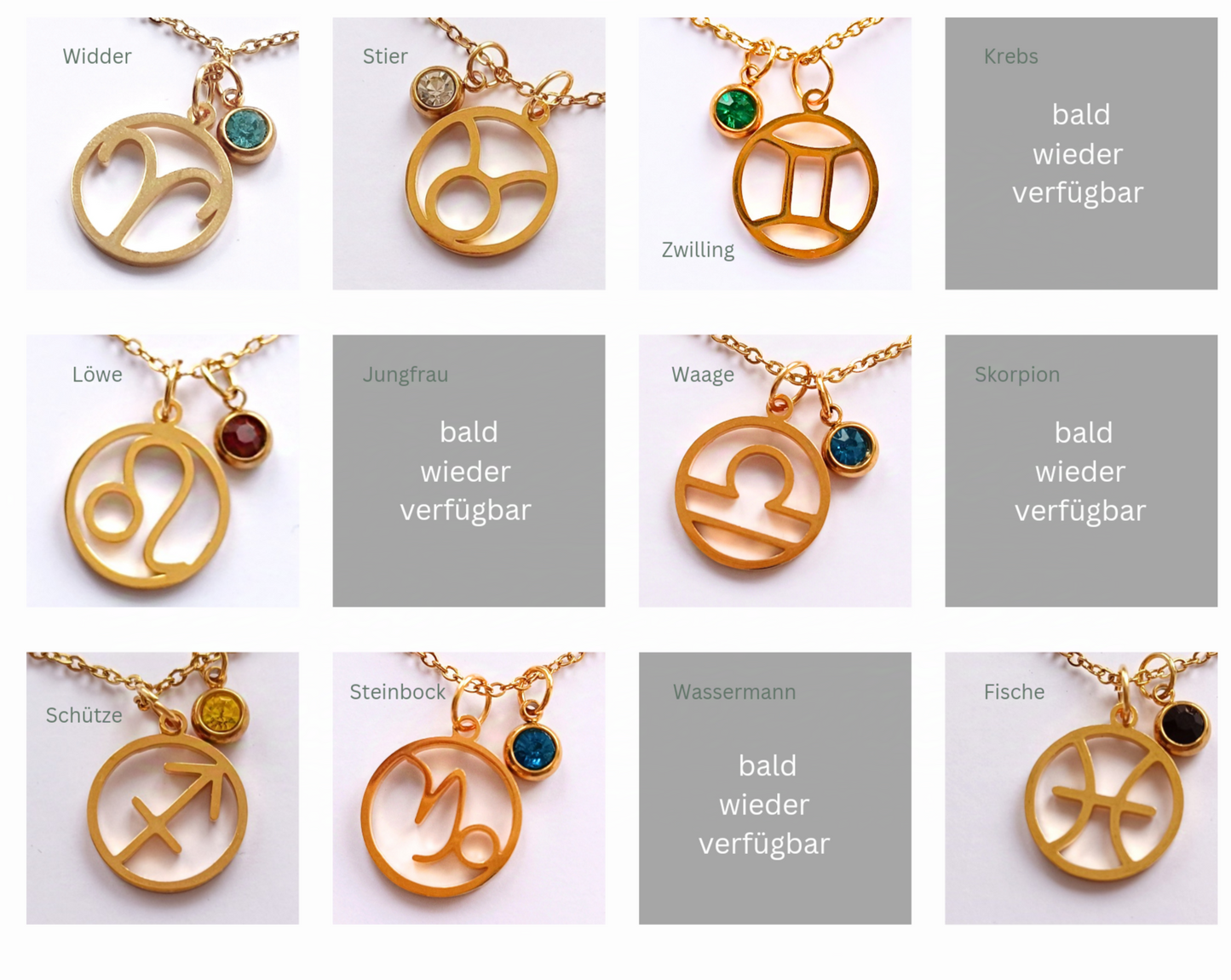 HALSKETTE Sternzeichen Geburtsstein