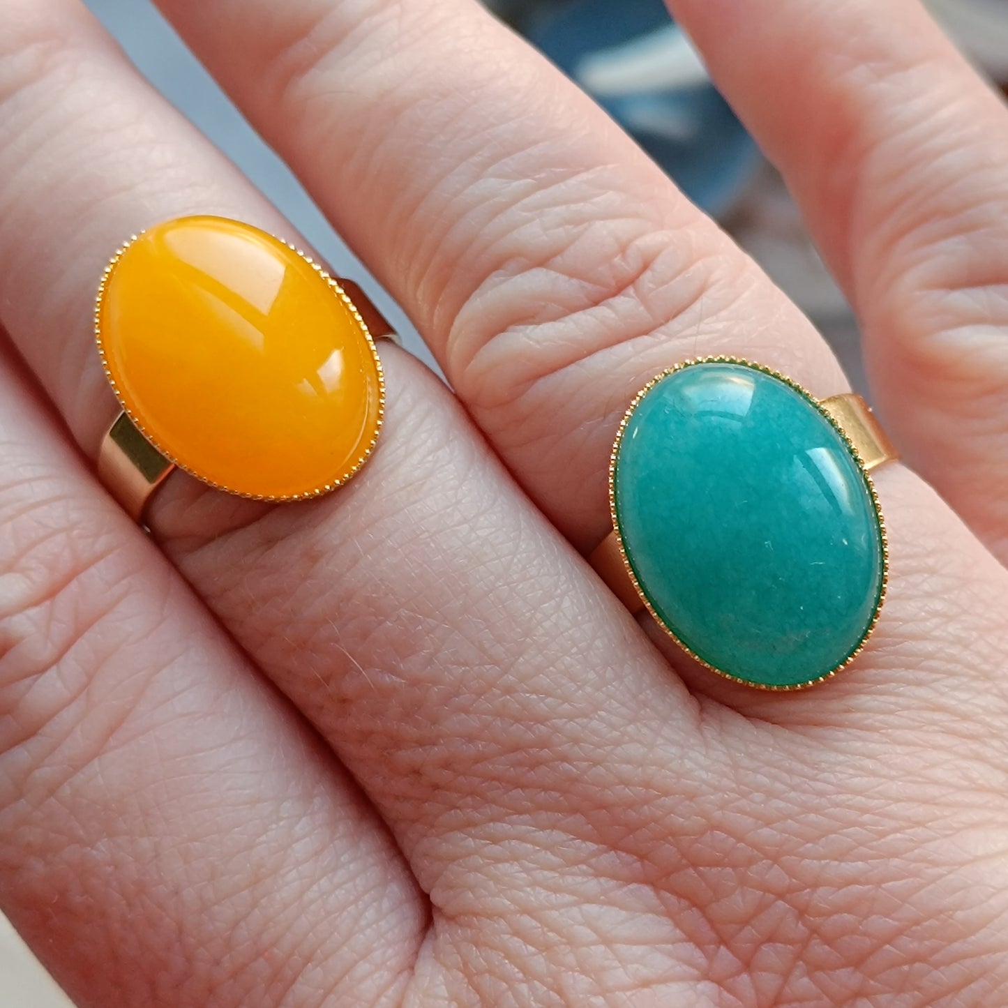 Ring Edelstein oval
