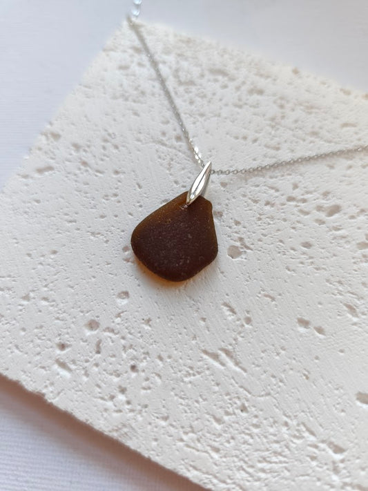 Halskette Seeglas braun