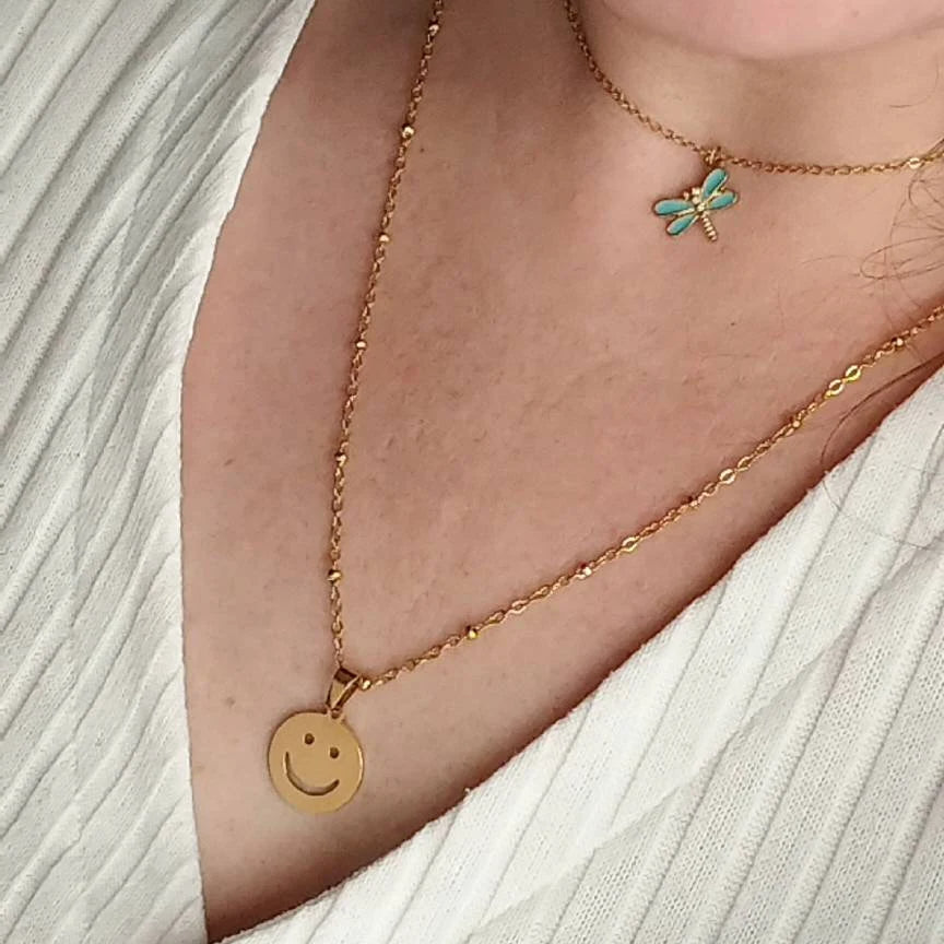 Smiley Halskette gold aus Edelstahl